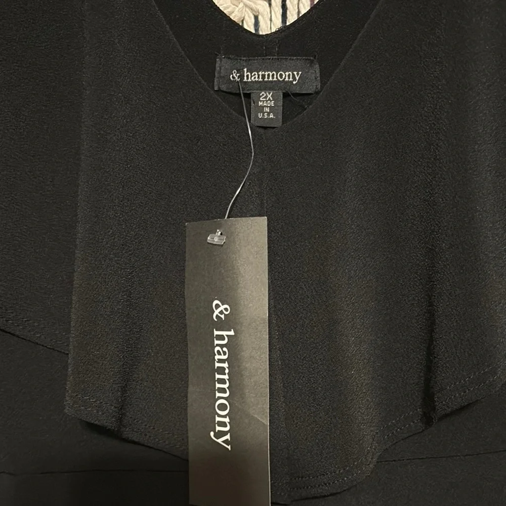 & harmony Little Black Flutter Sleeve Mini Dress 2x NWT - Picture 3 of 3